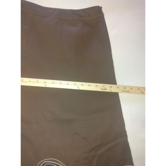 Boden Womens Brown A-Line Skirt Size 8R Polka Dot Applique Side Zip Cott… - Picture 8 of 9